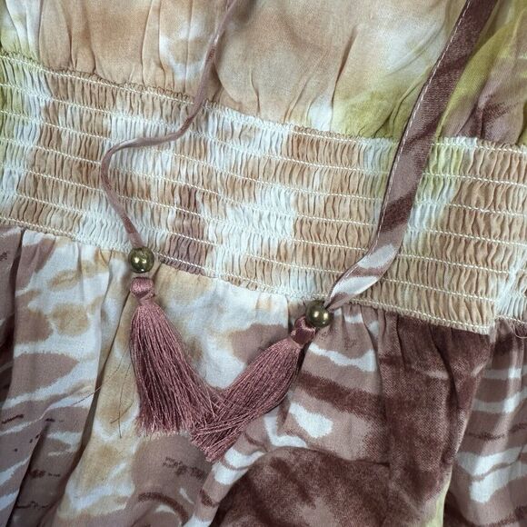 LASCANA By Venus Maxi Dress Tie Dye 3/4 Sleeve Boho Oversized Flowy Slits Sz L - Picture 8 of 16